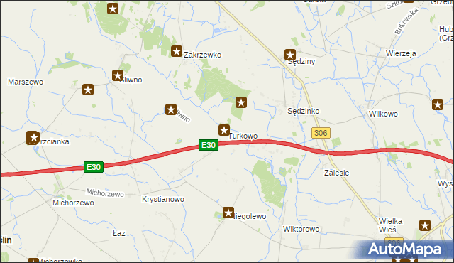 mapa Turkowo, Turkowo na mapie Targeo