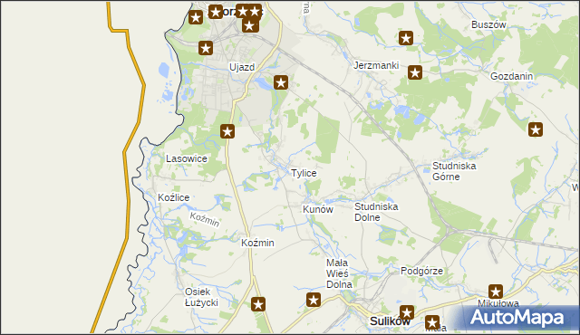 mapa Tylice gmina Zgorzelec, Tylice gmina Zgorzelec na mapie Targeo