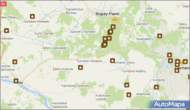 mapa Tymianki-Szklarze, Tymianki-Szklarze na mapie Targeo