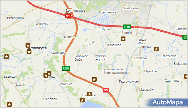 mapa Tyńczyk Legnicki, Tyńczyk Legnicki na mapie Targeo