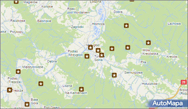 mapa Tyrawa Solna, Tyrawa Solna na mapie Targeo