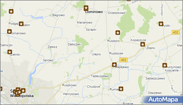 mapa Ulejno gmina Środa Wielkopolska, Ulejno gmina Środa Wielkopolska na mapie Targeo