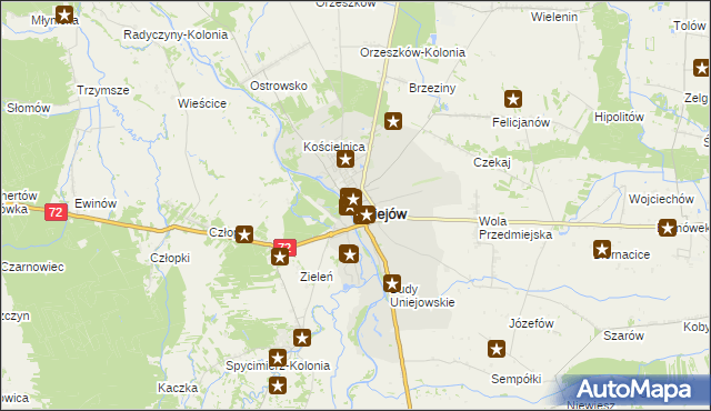 mapa Uniejów, Uniejów na mapie Targeo
