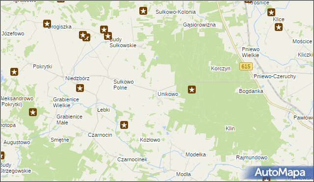 mapa Unikowo gmina Strzegowo, Unikowo gmina Strzegowo na mapie Targeo