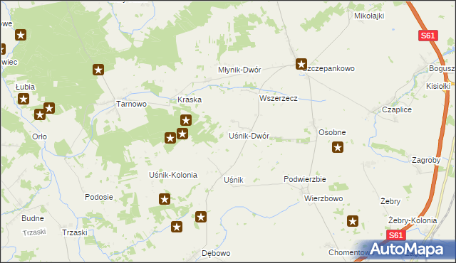 mapa Uśnik-Dwór, Uśnik-Dwór na mapie Targeo