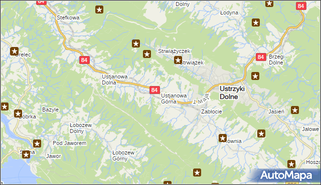 mapa Ustjanowa Górna, Ustjanowa Górna na mapie Targeo