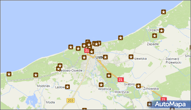 mapa Ustka, Ustka na mapie Targeo