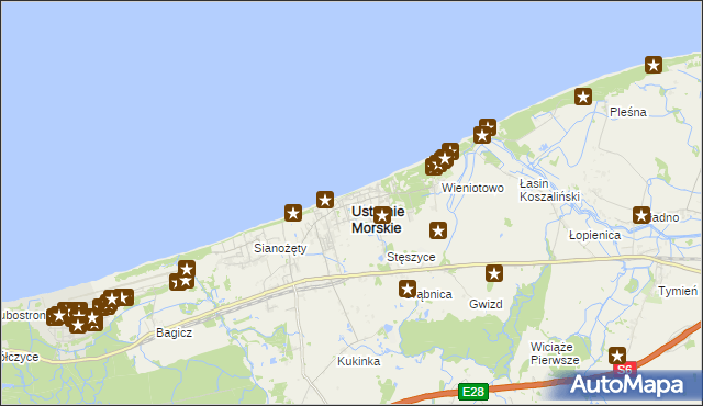 mapa Ustronie Morskie, Ustronie Morskie na mapie Targeo