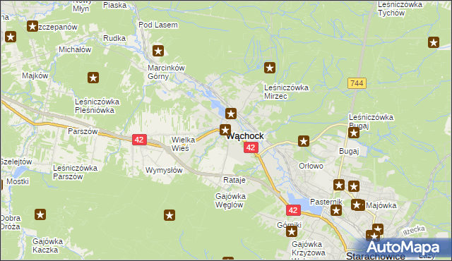 mapa Wąchock, Wąchock na mapie Targeo