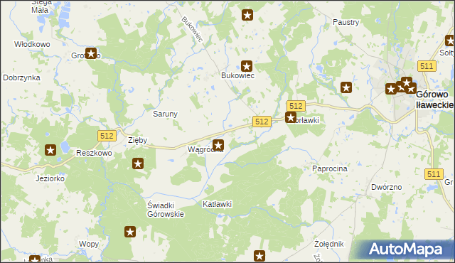 mapa Wągniki gmina Górowo Iławeckie, Wągniki gmina Górowo Iławeckie na mapie Targeo