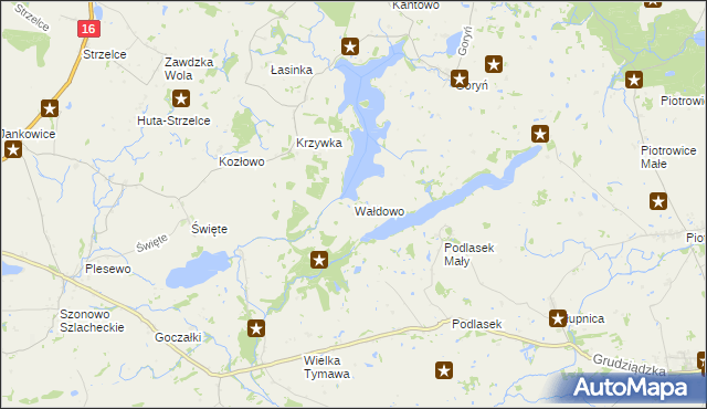 mapa Wałdowo gmina Kisielice, Wałdowo gmina Kisielice na mapie Targeo