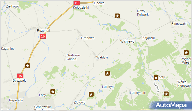 mapa Wałdyki, Wałdyki na mapie Targeo