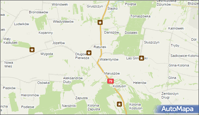 mapa Walentynów gmina Lipsko, Walentynów gmina Lipsko na mapie Targeo