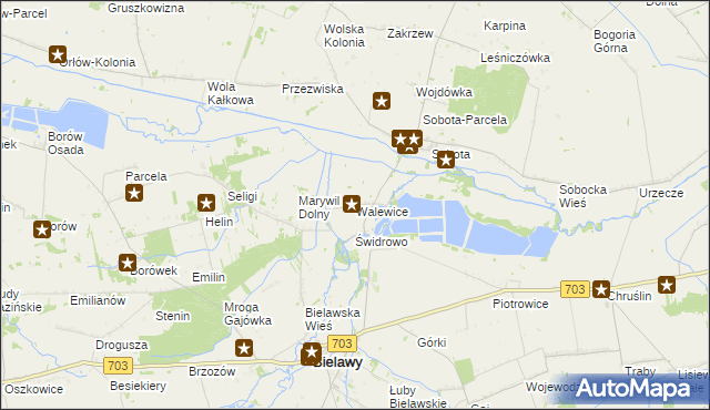 mapa Walewice gmina Bielawy, Walewice gmina Bielawy na mapie Targeo