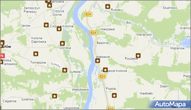 mapa Wałowice gmina Józefów nad Wisłą, Wałowice gmina Józefów nad Wisłą na mapie Targeo