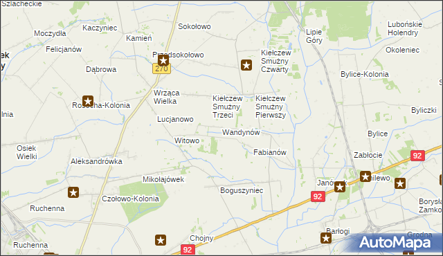 mapa Wandynów gmina Koło, Wandynów gmina Koło na mapie Targeo