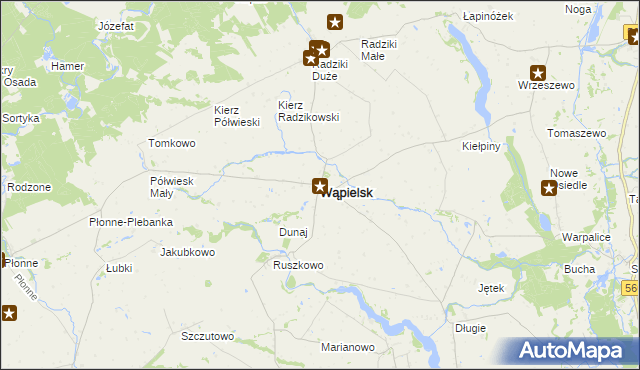 mapa Wąpielsk, Wąpielsk na mapie Targeo