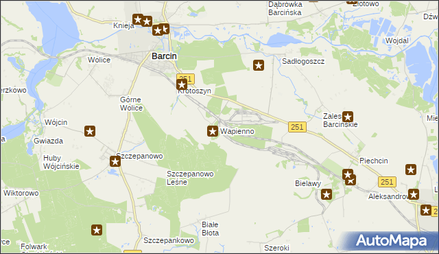 mapa Wapienno, Wapienno na mapie Targeo