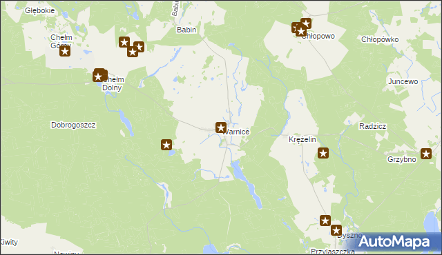 mapa Warnice gmina Dębno, Warnice gmina Dębno na mapie Targeo