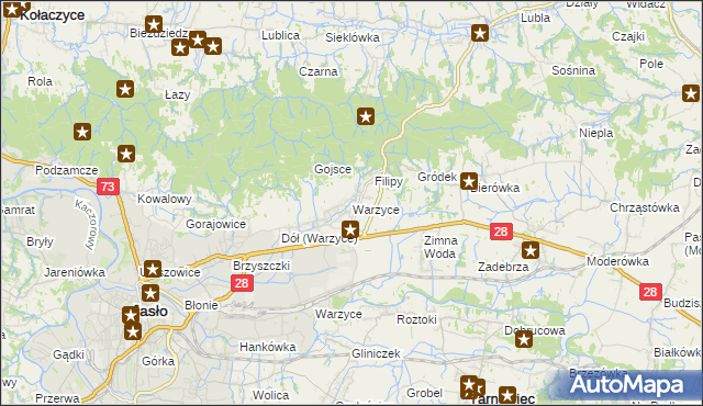 mapa Warzyce, Warzyce na mapie Targeo