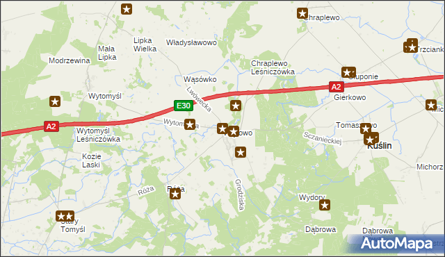 mapa Wąsowo, Wąsowo na mapie Targeo