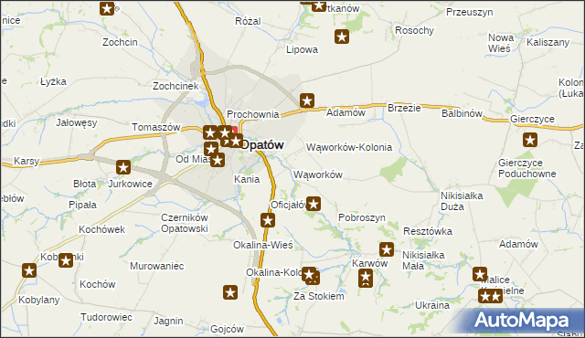 mapa Wąworków, Wąworków na mapie Targeo