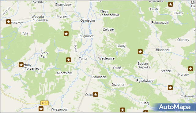 mapa Węglewice gmina Galewice, Węglewice gmina Galewice na mapie Targeo