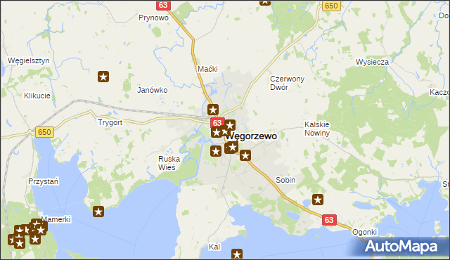 mapa Węgorzewo, Węgorzewo na mapie Targeo