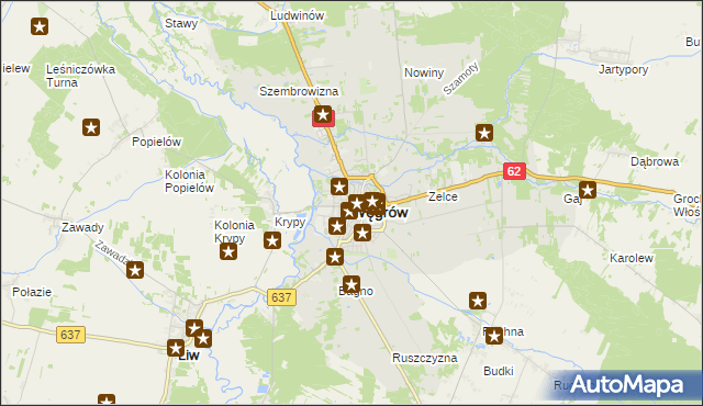 mapa Węgrów, Węgrów na mapie Targeo