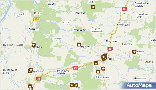 mapa Węgrzce gmina Wińsko, Węgrzce gmina Wińsko na mapie Targeo