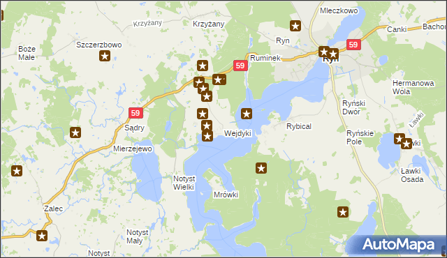 mapa Wejdyki, Wejdyki na mapie Targeo