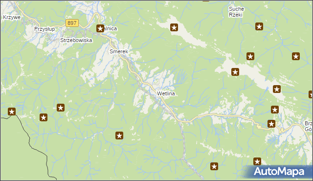 mapa Wetlina, Wetlina na mapie Targeo