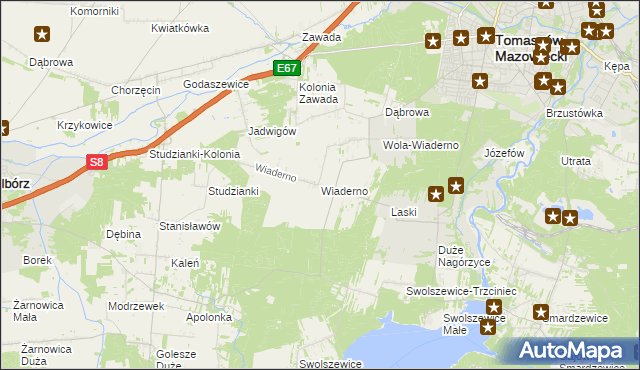 mapa Wiaderno, Wiaderno na mapie Targeo