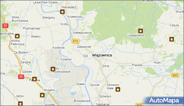 mapa Wiązownica powiat jarosławski, Wiązownica powiat jarosławski na mapie Targeo