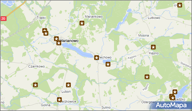 mapa Wiechowo, Wiechowo na mapie Targeo