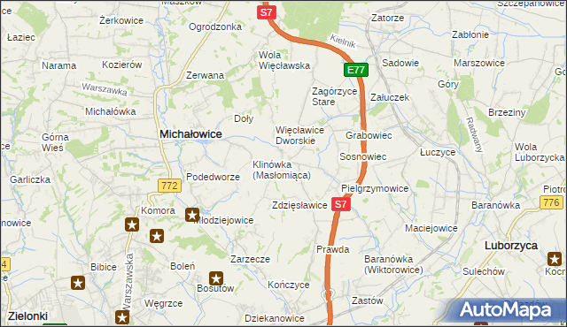 mapa Więcławice Stare, Więcławice Stare na mapie Targeo