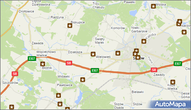 mapa Wielowieś gmina Syców, Wielowieś gmina Syców na mapie Targeo