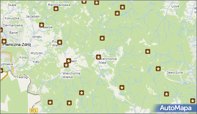 mapa Wierchomla Mała, Wierchomla Mała na mapie Targeo