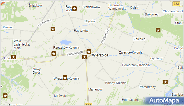mapa Wierzbica powiat radomski, Wierzbica powiat radomski na mapie Targeo