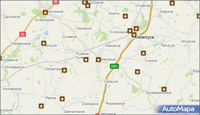 mapa Wierzbice, Wierzbice na mapie Targeo