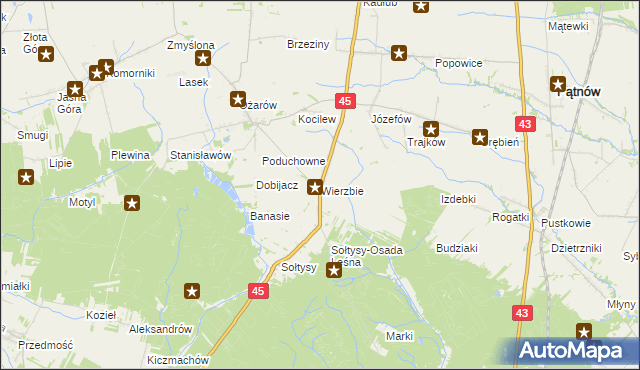 mapa Wierzbie gmina Praszka, Wierzbie gmina Praszka na mapie Targeo