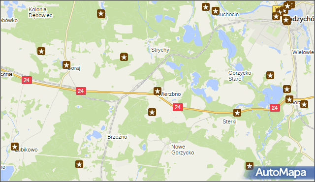 mapa Wierzbno gmina Przytoczna, Wierzbno gmina Przytoczna na mapie Targeo