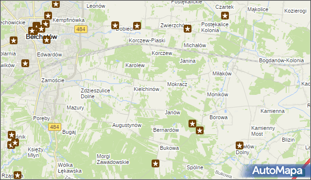 mapa Wiktorów gmina Bełchatów, Wiktorów gmina Bełchatów na mapie Targeo