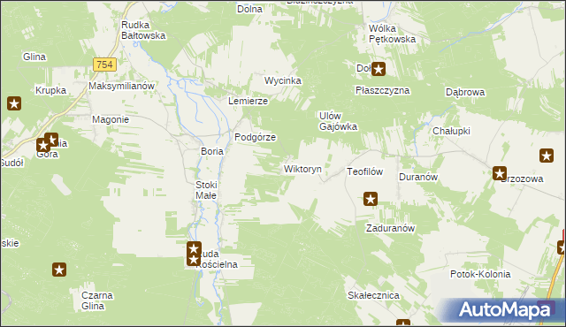 mapa Wiktoryn gmina Ćmielów, Wiktoryn gmina Ćmielów na mapie Targeo