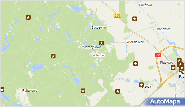 mapa Wilanów gmina Strzelce Krajeńskie, Wilanów gmina Strzelce Krajeńskie na mapie Targeo
