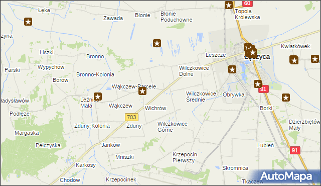 mapa Wilczkowice nad Szosą, Wilczkowice nad Szosą na mapie Targeo