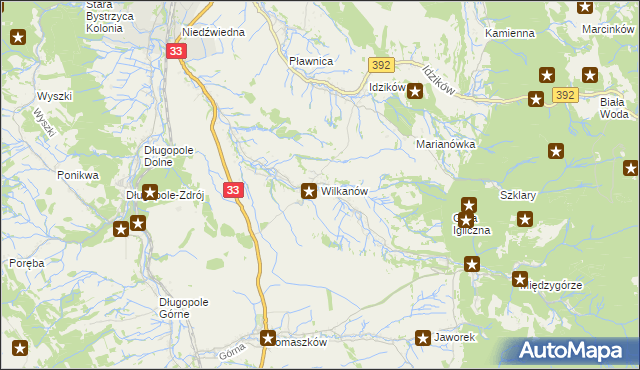 mapa Wilkanów, Wilkanów na mapie Targeo