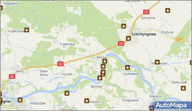 mapa Wilków gmina Głogów, Wilków gmina Głogów na mapie Targeo