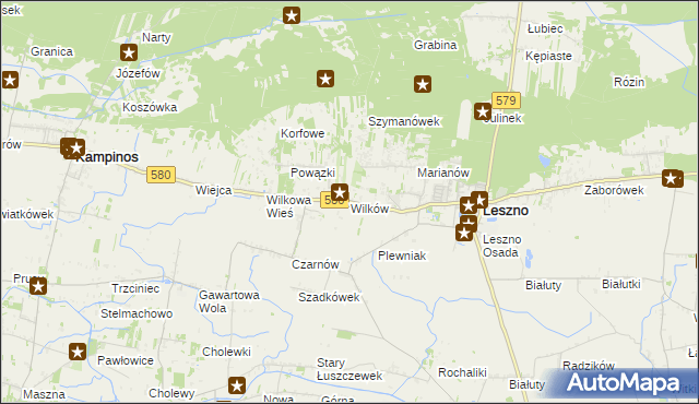 mapa Wilków gmina Leszno, Wilków gmina Leszno na mapie Targeo