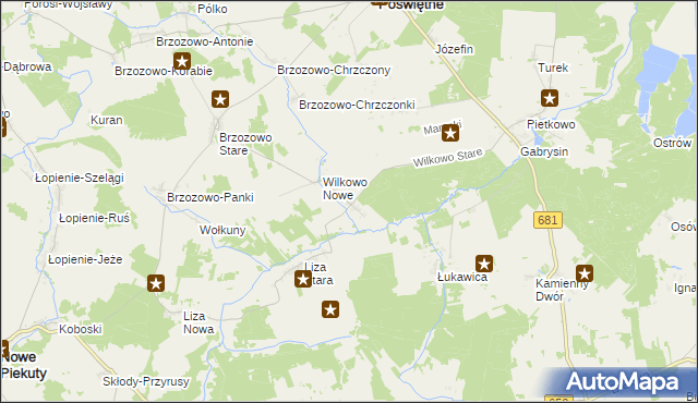 mapa Wilkowo Stare, Wilkowo Stare na mapie Targeo